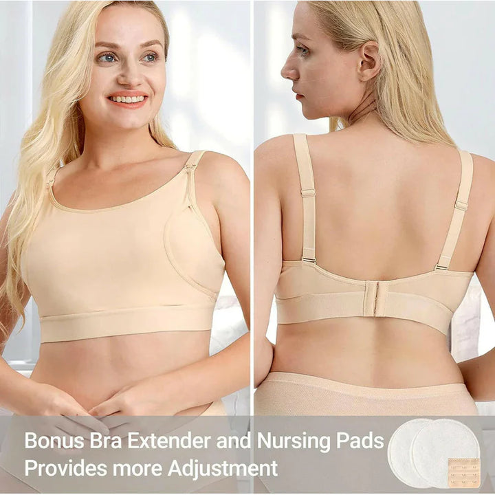 Momcozy Hands-Free Pumping Bra-Small (Beige)