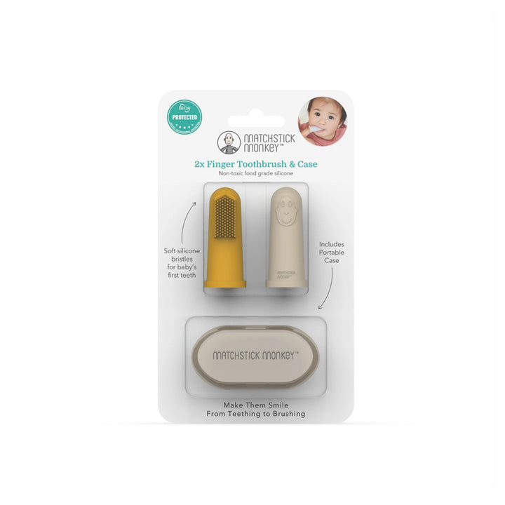 Matchstick Monkey Finger Toothbrush With Case Pack Of 2 Lion/Giraffe