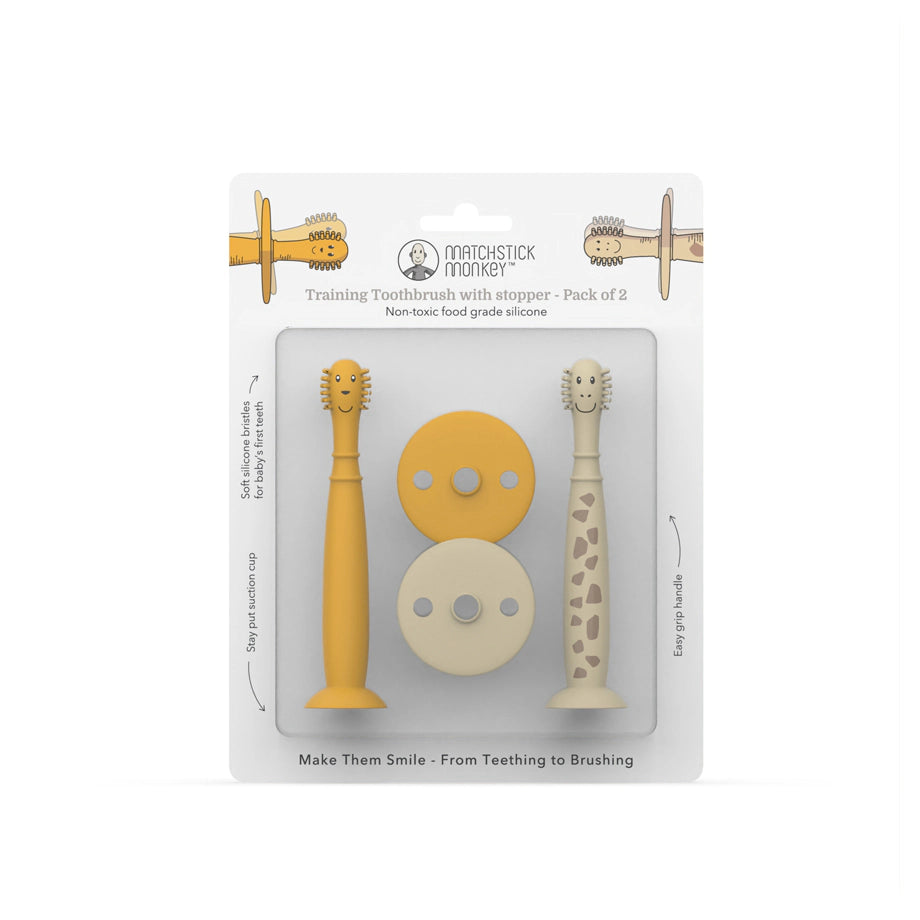 Matchstick Monkey Training Toothbrush With Stopper Lion and Giraffe Matchstick Monkey Training Toothbrush With Stopper Lion and Giraffe