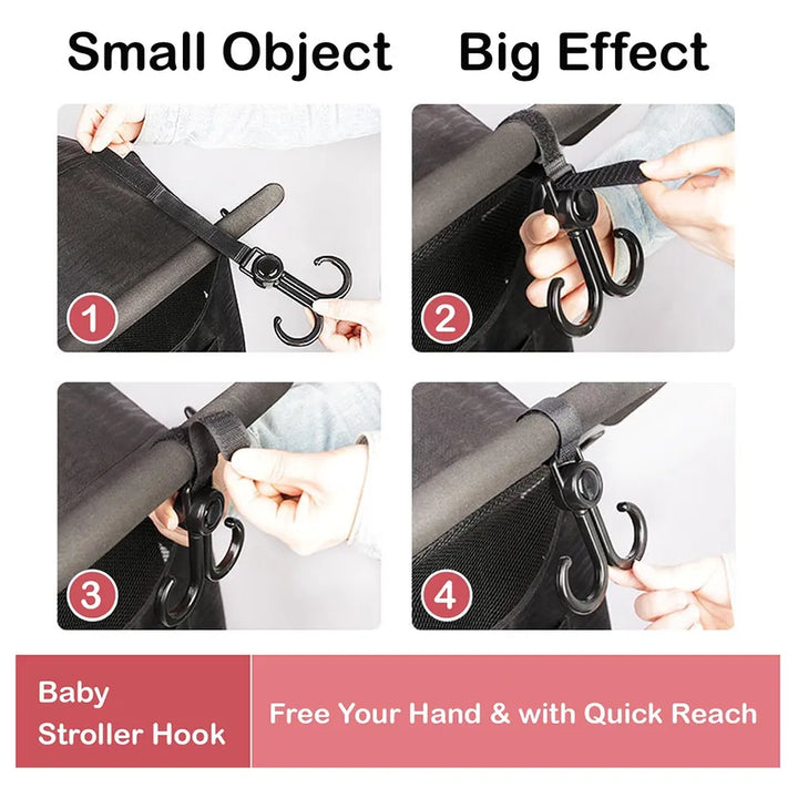Sunveno 360° Universal Multipurpose Stroller Hook Pack of 2 (Black)