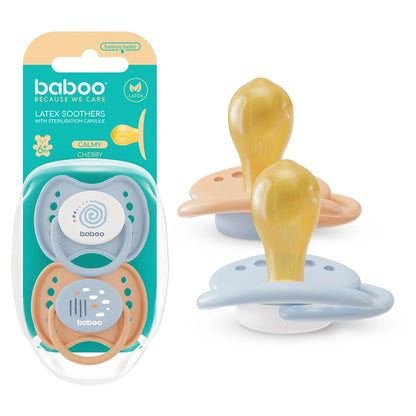 Baboo Round Latex Baby Pacifier with Sterilizer Box Blue Haze (2 pcs)