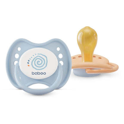 Baboo Round Latex Baby Pacifier with Sterilizer Box Blue Haze (2 pcs)