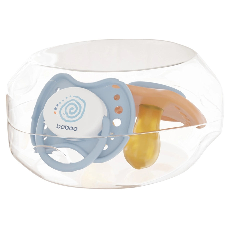 Baboo Round Latex Baby Pacifier with Sterilizer Box Blue Haze (2 pcs)