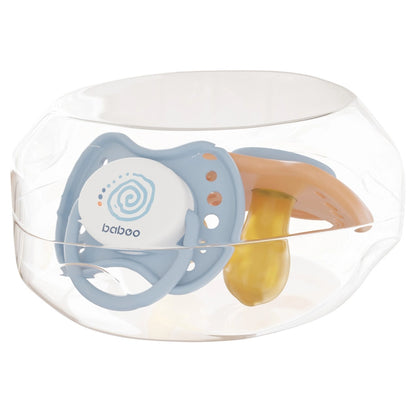 Baboo Round Latex Baby Pacifier with Sterilizer Box Blue Haze (2 pcs)