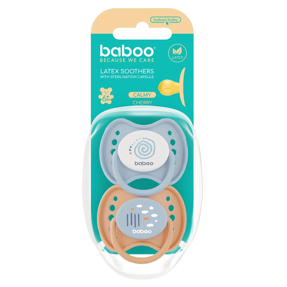Baboo Round Latex Baby Pacifier with Sterilizer Box Blue Haze (2 pcs)