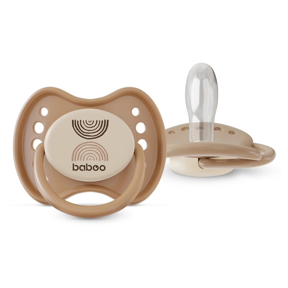Baboo Silicone Symmetrical Baby Pacifier with Sterilizer Box Au Naturale (2 pcs)