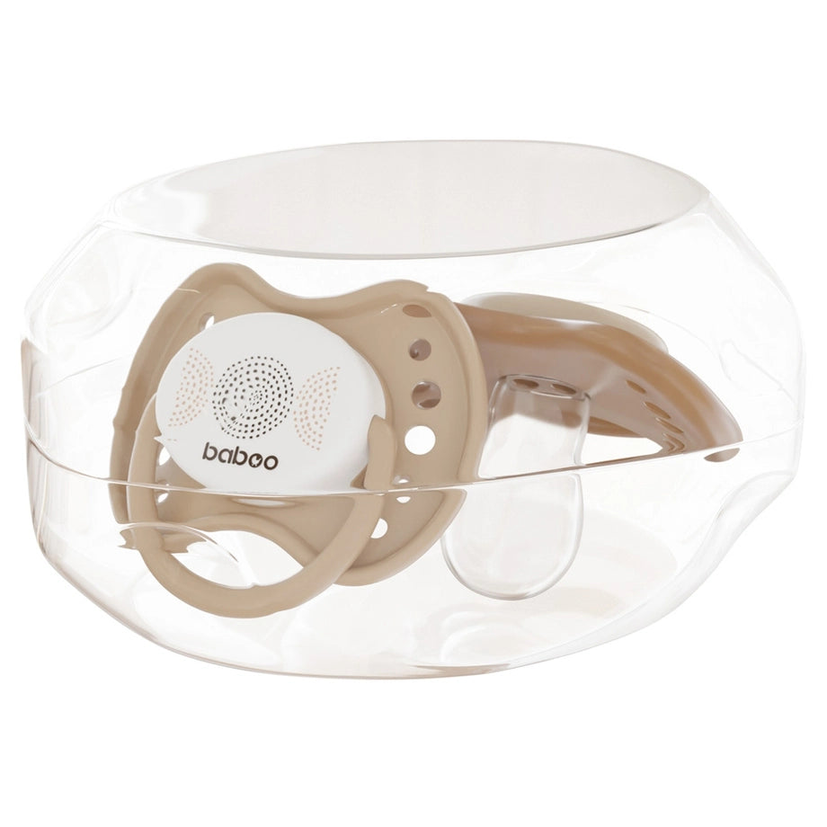 Baboo Silicone Symmetrical Baby Pacifier with Sterilizer Box Au Naturale (2 pcs)