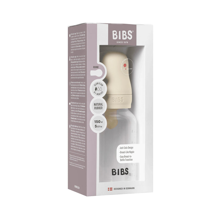 Bibs Baby Bottle Round Latex 1 Pack 150 ml Slow Flow Ivory