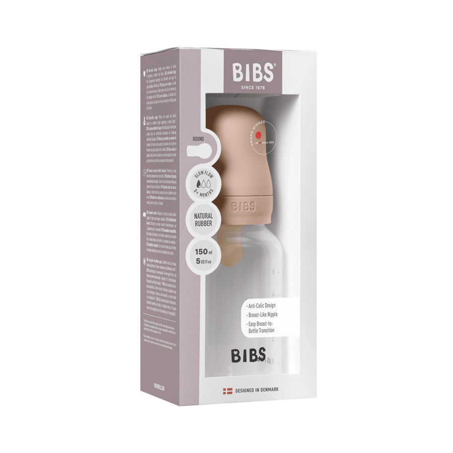 Bibs Baby Bottle Round Latex 1 Pack 150 ml Slow Flow Blush