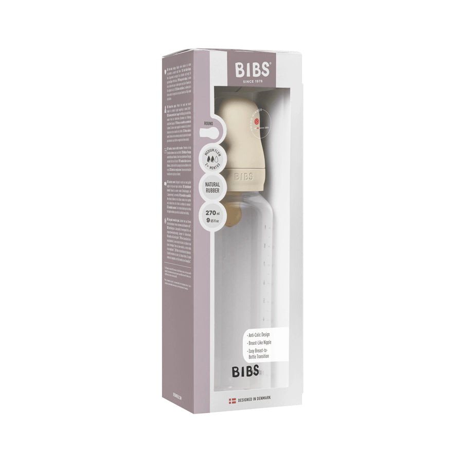 Bibs Baby Bottle Round Latex 1 Pack 270 ml Medium Flow Ivory