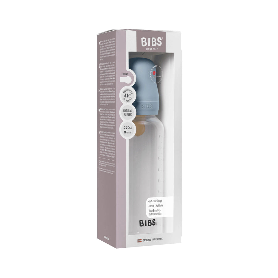 Bibs Baby Bottle Round Latex 1 Pack 270 ml Medium Flow Baby Blue