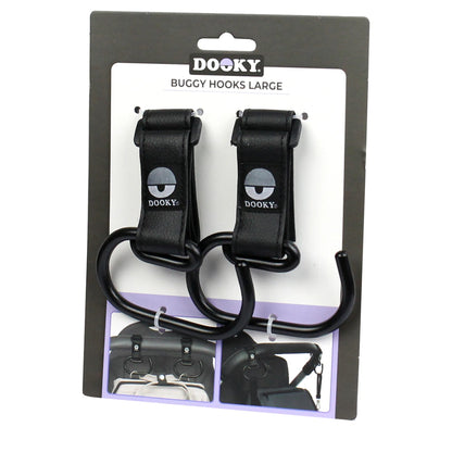 Dooky Buggy Hook Large 2pcs (Black)