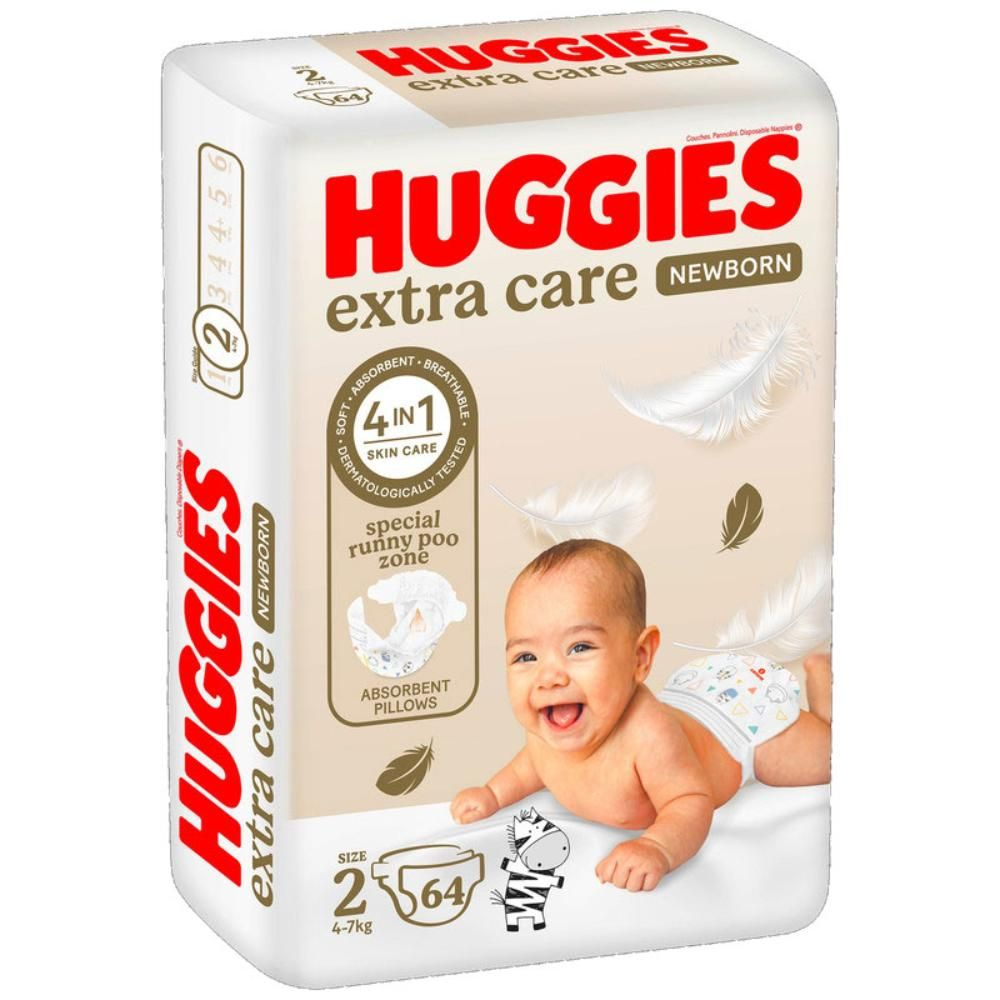 Huggies New Born Jumbo 64's (Size 2)