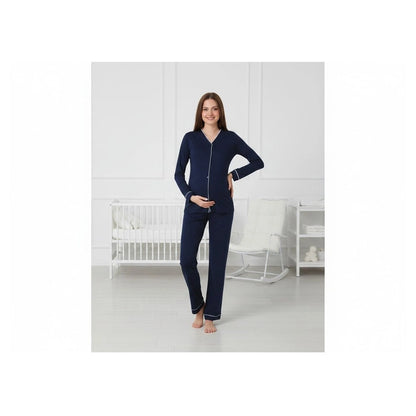 Mini Plum Pyjama Set Maternity & Nursing (Navy)