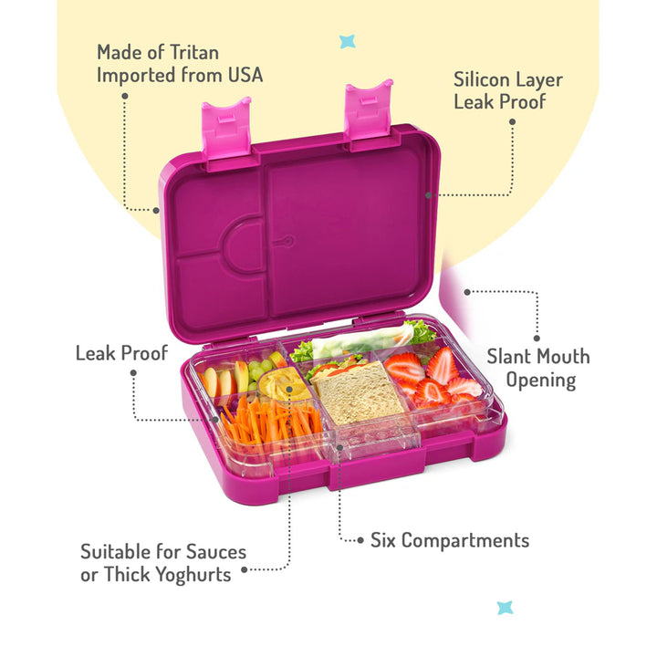 Bonfino Unicorn ABS Bento Lunch Box 1.1L (Pink)