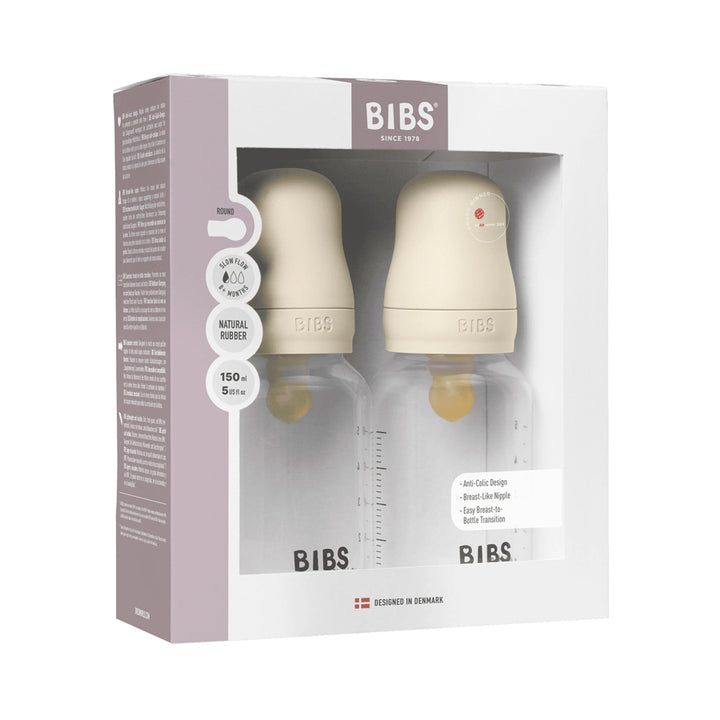Bibs Baby Bottle Round Latex 2 Pack 150 ml Slow Flow Ivory