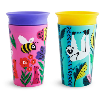 Munchkin Miracle 360° WildLove Sippy Cup Pack of 2 (Lemur & Bee)