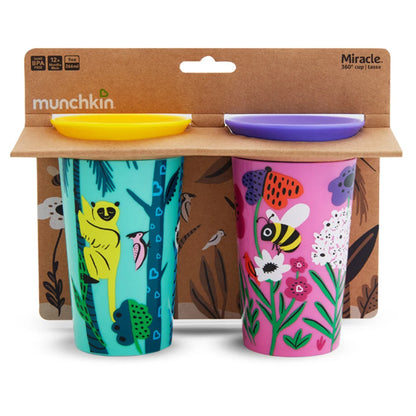Munchkin Miracle 360° WildLove Sippy Cup Pack of 2 (Lemur & Bee)