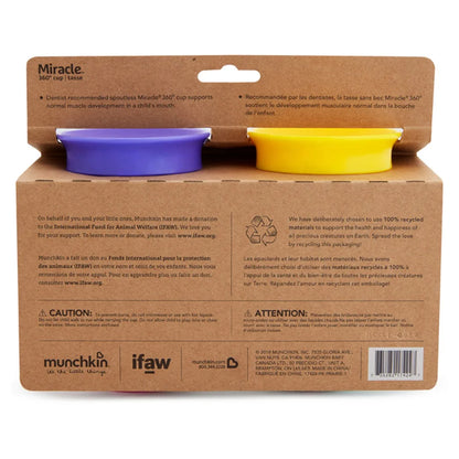 Munchkin Miracle 360° WildLove Sippy Cup Pack of 2 (Lemur & Bee)
