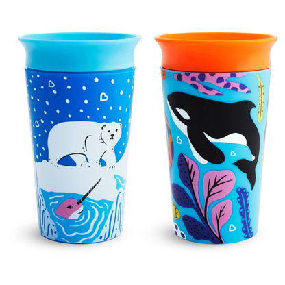 Munchkin Miracle 360° WildLove Sippy Cup Pack of 2 (Polar Bear & Orca)