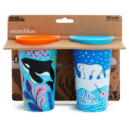 Munchkin Miracle 360° WildLove Sippy Cup Pack of 2 (Polar Bear & Orca)