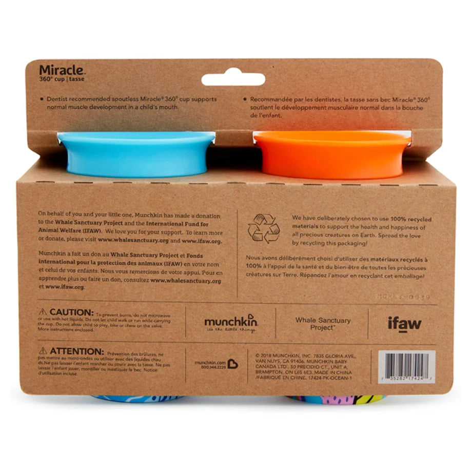 Munchkin Miracle 360° WildLove Sippy Cup Pack of 2 (Polar Bear & Orca)