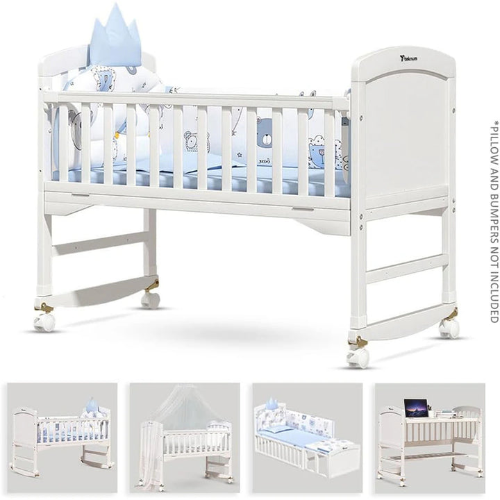 Teknum 7 in 1 Convertible Bedside Crib & Kids Bed with Mattress