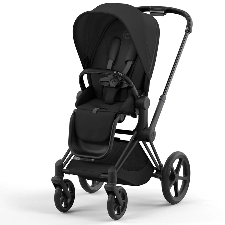 Cybex - إطار Priam باللون الأسود غير اللامع مع مجموعة مقعد Cybex - إطار Priam باللون الأسود غير اللامع مع مجموعة مقعد