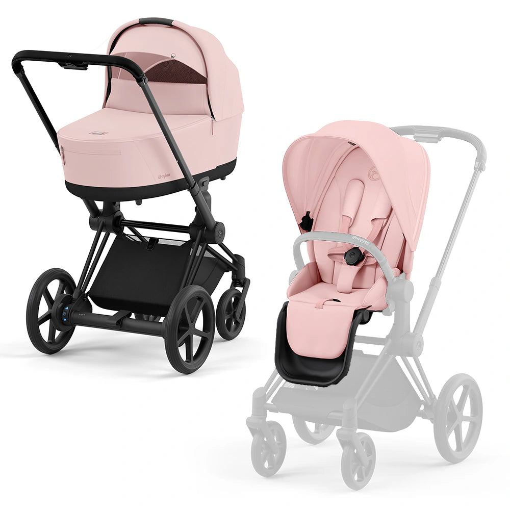 Cybex Priam Matt Black Frame+ Seat Pack & Lux Carry Cot R