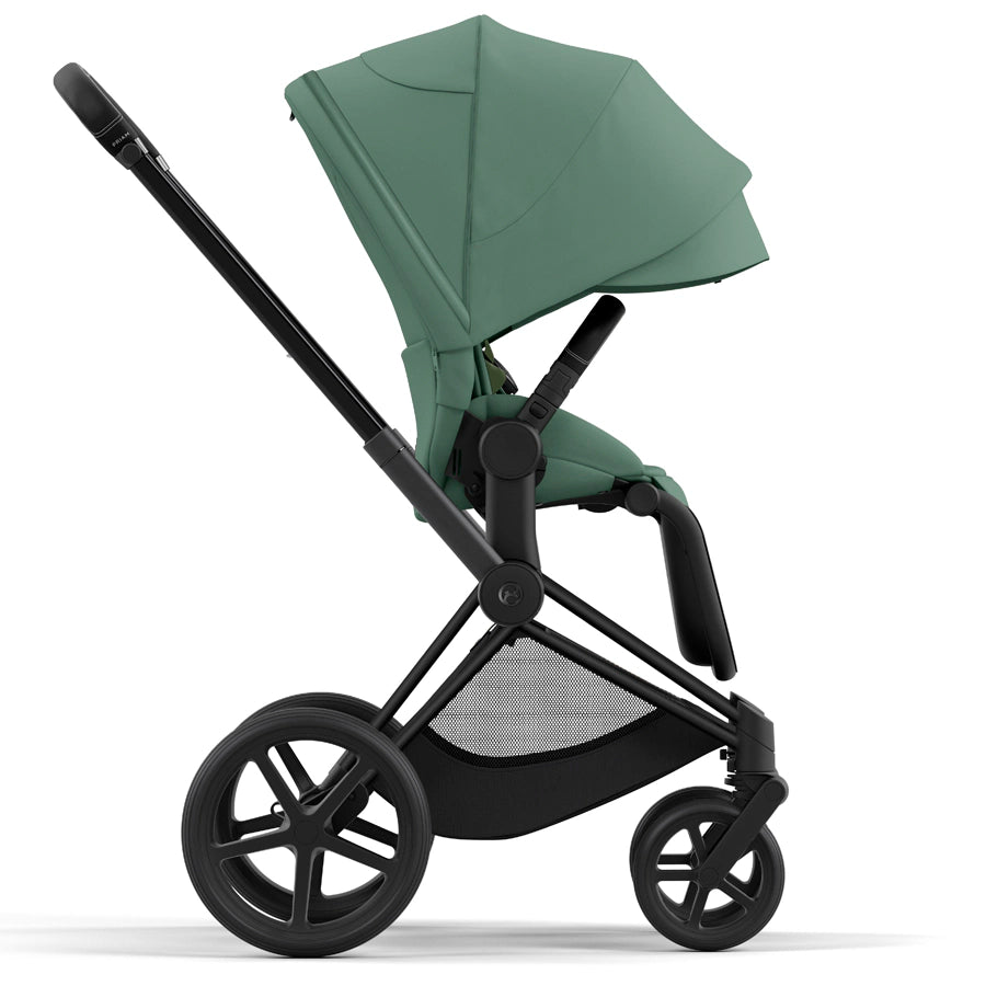 Cybex - إطار Priam باللون الأسود غير اللامع مع مجموعة مقعد Cybex - إطار Priam باللون الأسود غير اللامع مع مجموعة مقعد