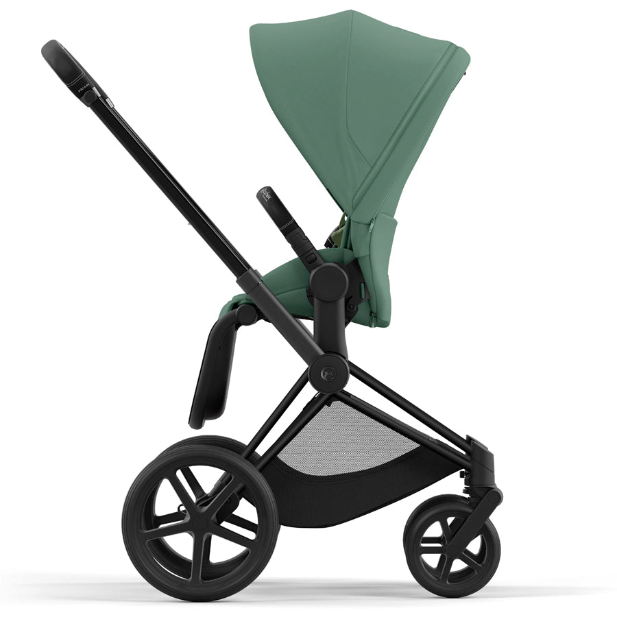 Cybex - إطار Priam باللون الأسود غير اللامع مع مجموعة مقعد Cybex - إطار Priam باللون الأسود غير اللامع مع مجموعة مقعد