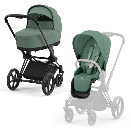 Cybex Priam Matt Black Frame+ Seat Pack & Lux Carry Cot R
