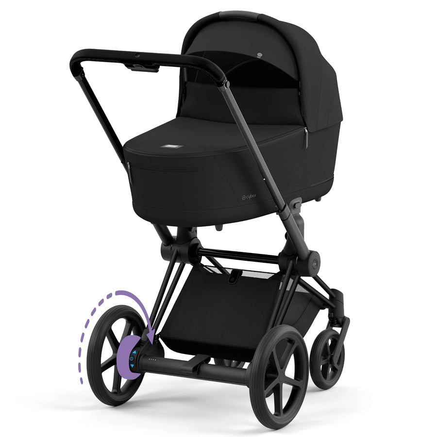 Cybex - إطار Priam باللون الأسود غير اللامع مع سرير حمل Lux (أسود بني) Cybex - إطار Priam باللون الأسود غير اللامع مع سرير حمل Lux (أسود بني)