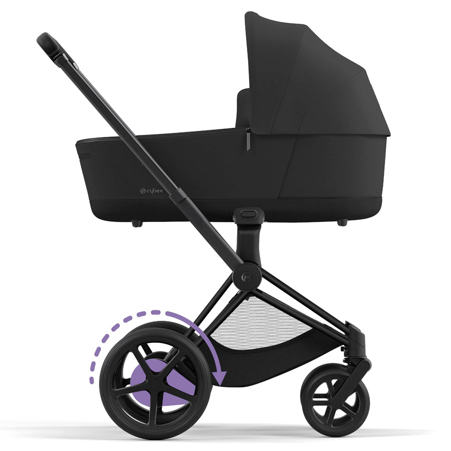 Cybex - إطار Priam باللون الأسود غير اللامع مع سرير حمل Lux (أسود بني) Cybex - إطار Priam باللون الأسود غير اللامع مع سرير حمل Lux (أسود بني)