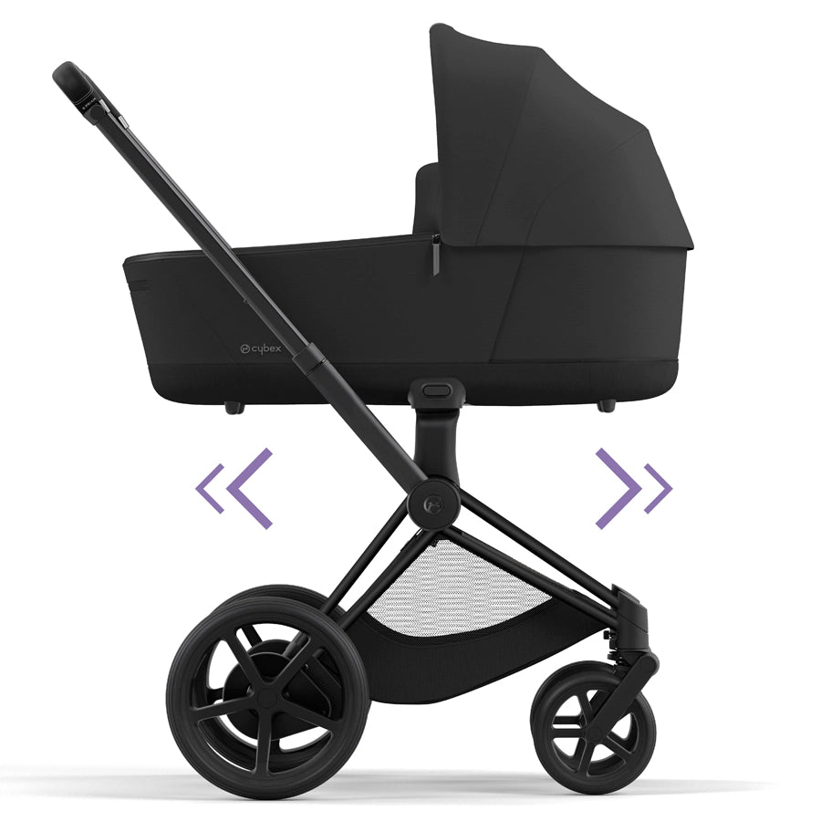 Cybex - إطار Priam باللون الأسود غير اللامع مع سرير حمل Lux (أسود بني) Cybex - إطار Priam باللون الأسود غير اللامع مع سرير حمل Lux (أسود بني)