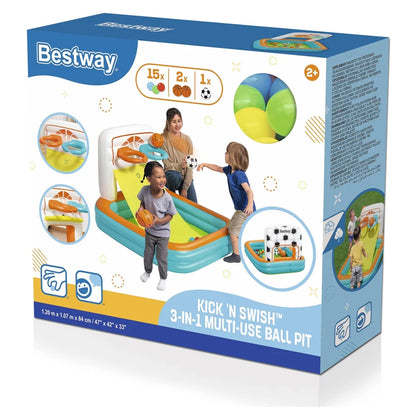 Bestway Kick 'N Swish 3-in-1 Multi-Use Ball Pit (1.20 m x 1.07 m x 84 cm)