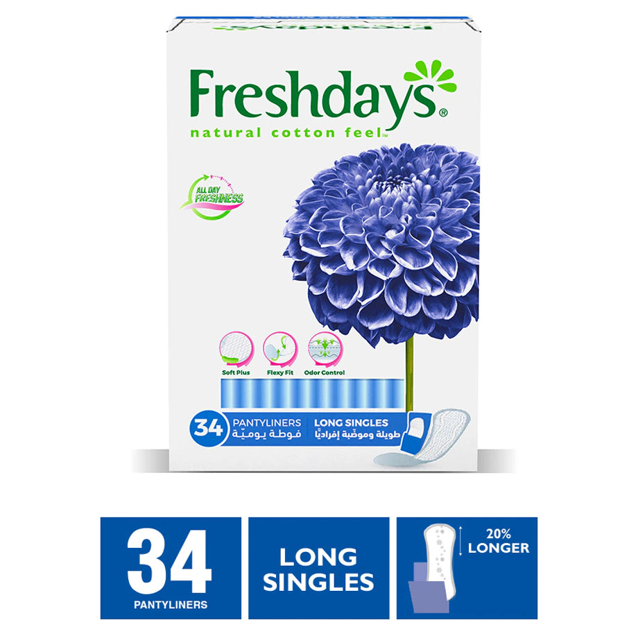 Freshdays Daily Liners Long Singles 34 Pads