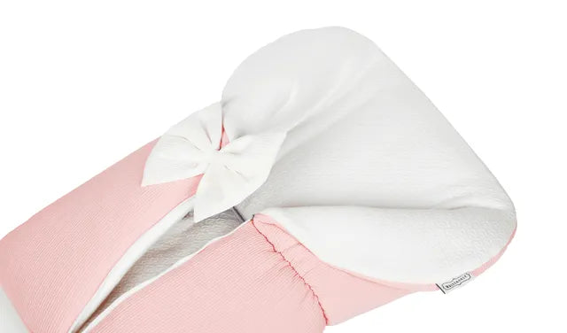 Little Angel White & Grey Sleeping Bag White W/Bow (Peach)