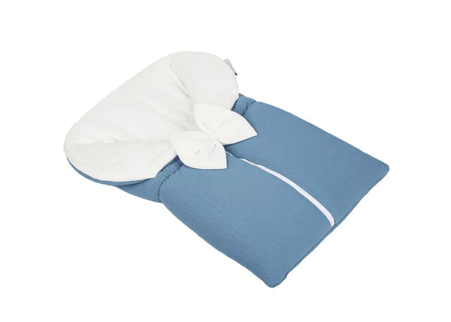 Little Angel White & Grey Sleeping Bag White W/Bow (Blue)