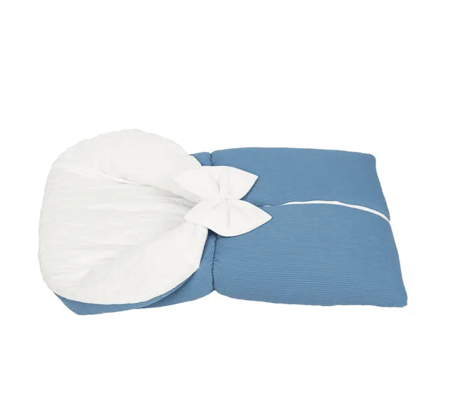 Little Angel White & Grey Sleeping Bag White W/Bow (Blue)