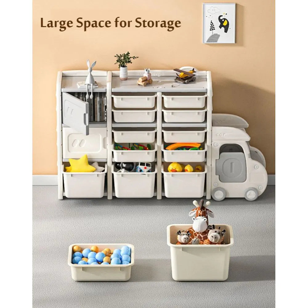Little Angel  Kids Toys Organizer Cabinet With Bins & Car Cart Large
