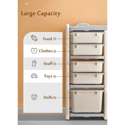 Little Angel  Kids Toys Organizer Cabinet With Bins & Car Cart Large