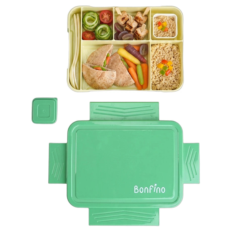 Bonfino Multi-Compartment Lunch Box Set (Green & Yellow)
