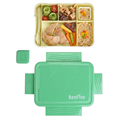 Bonfino Multi-Compartment Lunch Box Set (Green & Yellow)