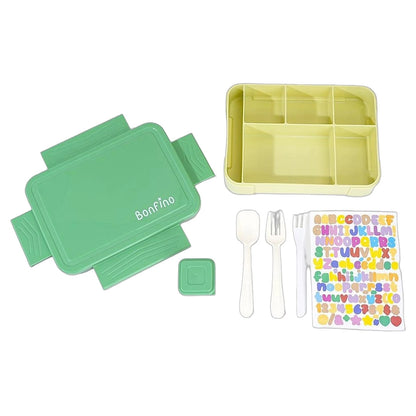 Bonfino Multi-Compartment Lunch Box Set (Green & Yellow)