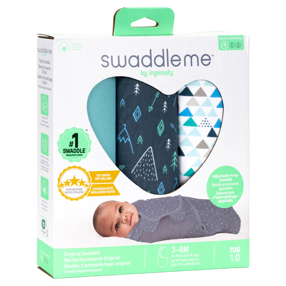Ingenuity SwaddleMe Original Swaddle 3-Pack (Mountaineer)