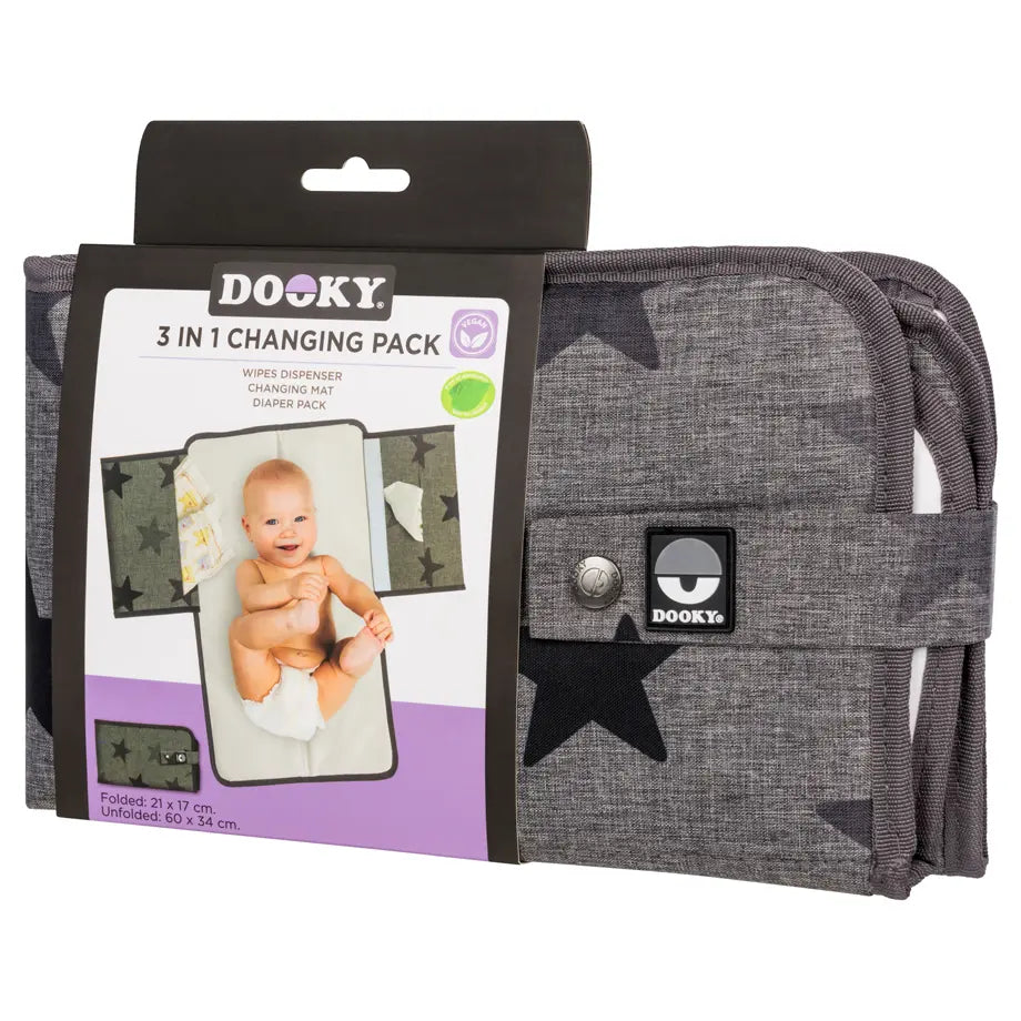 Dooky 3 in 1 Diaper Changing Pack (Grey Stars)