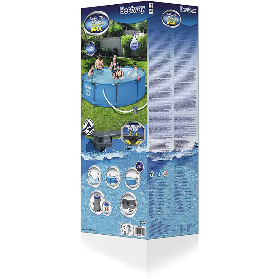 مجموعة حمام السباحة Bestway Steel Pro Frame (12' x 30 مجموعة حمام السباحة Bestway Steel Pro Frame (12' x 30
