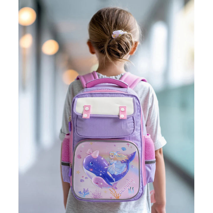Bonfino Whale School Bag 17"(Purple)