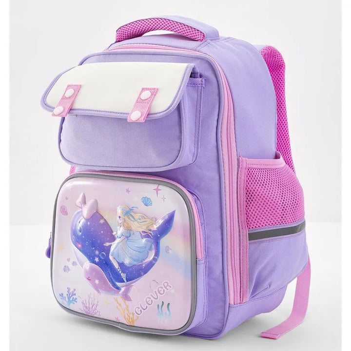 Bonfino Whale School Bag 17"(Purple)